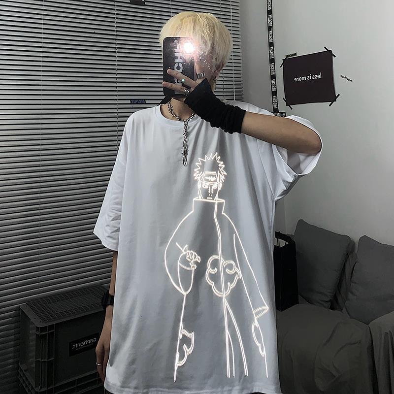 Áo thun phản quang tay lỡ nam nữ naruto