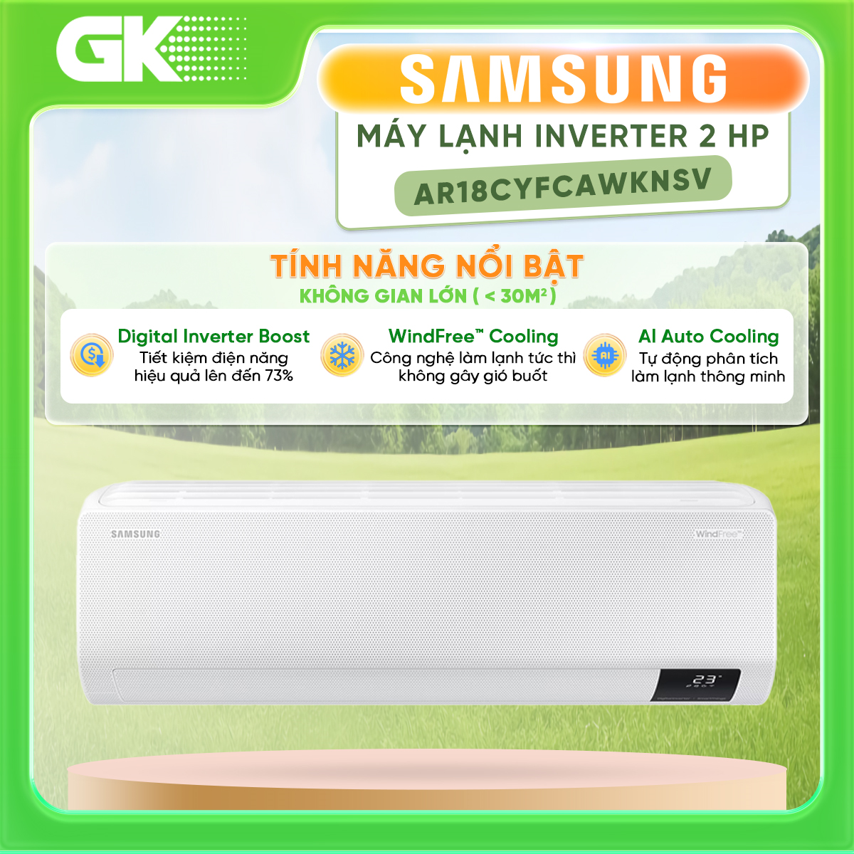 AR18CYFCAWKNSV - Máy lạnh Samsung Wind-Free Inverter 2 HP - Hàng Chính Hãng