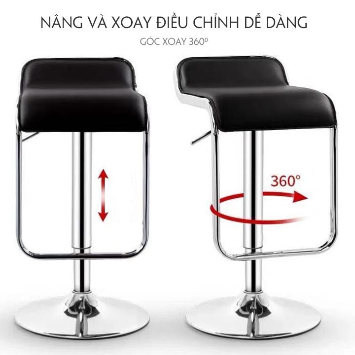 Ghế trang trí góc bếp nhà bạn, Ghế ngồi quầy bar inox sang trọng nâng hạ xoay 360 độ tiện lợi