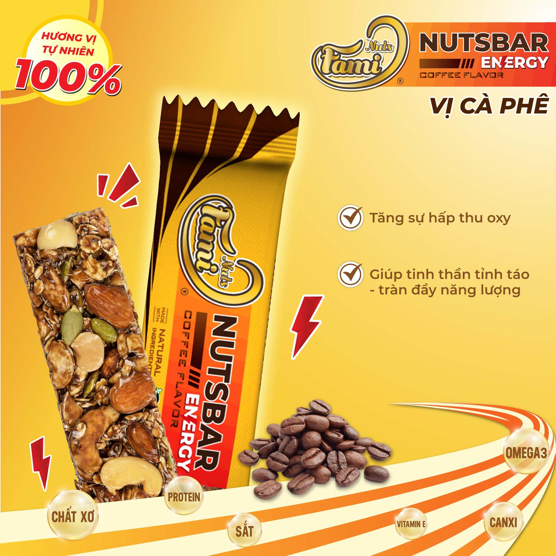 Thanh Hạt Năng Lượng FAMINUTS Vị Táo Đỏ, Cacao, Mật Ong, Cà Phê Nutsbar Energy Hộp 4 Thanh 160g - Thực Phẩm Tiếp Năng Lượng Lành Mạnh