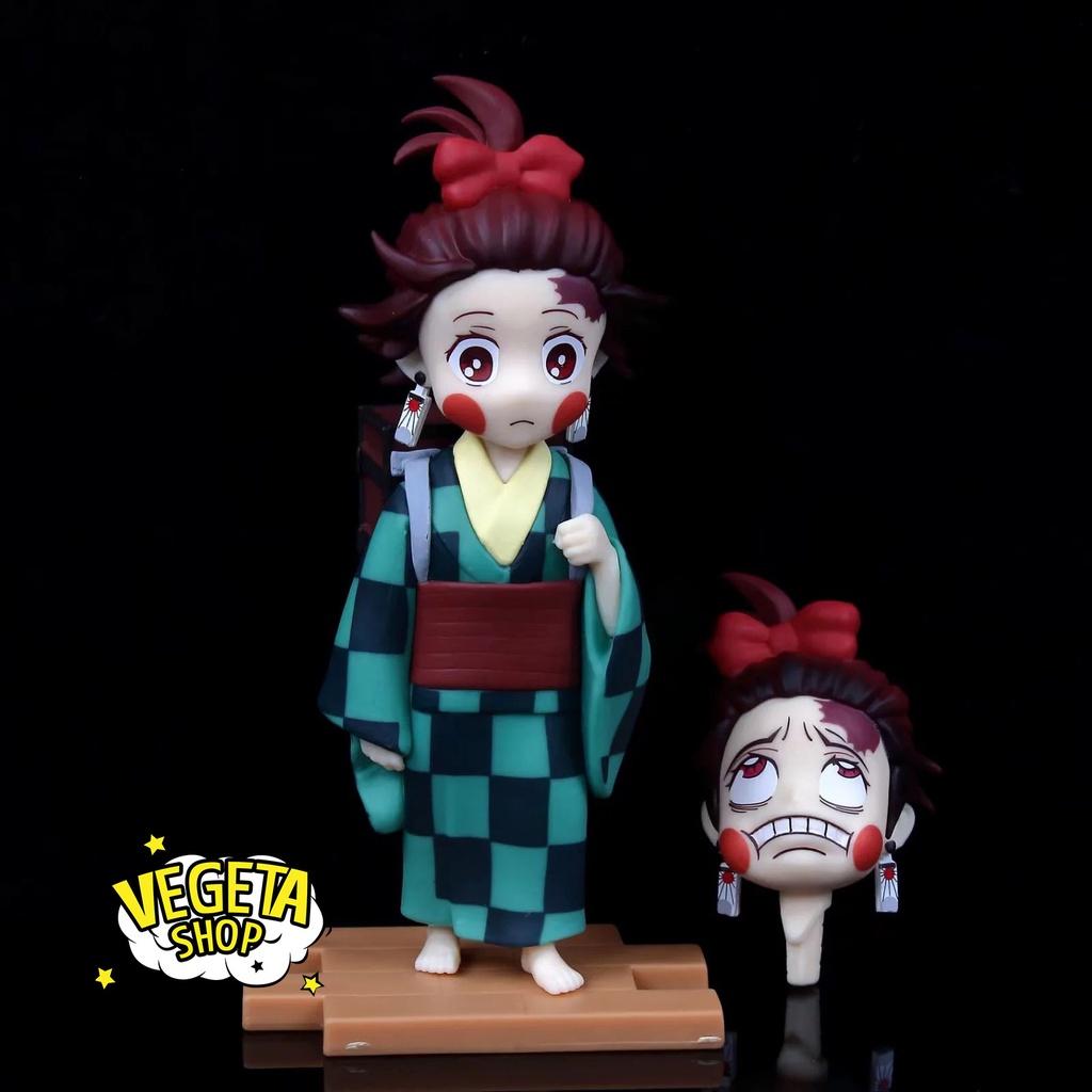 Mô hình Kimetsu No Yaiba - Mô hình thanh gươm diệt quỷ phố đèn đỏ - Zenitsu Tanjiro Inosuke có 2 đầu để thay thế - 13cm