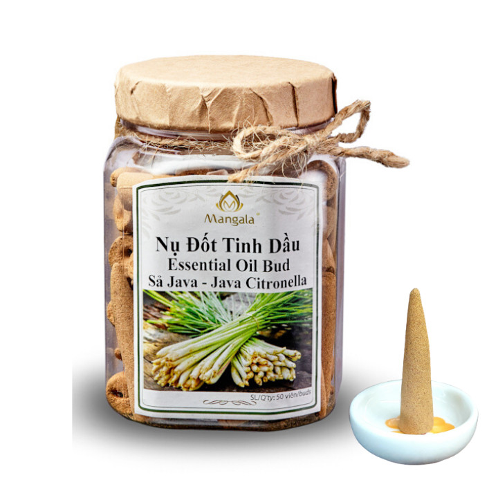 Nụ Đốt Thơm TINH DẦU SẢ JAVA Mangala TẶNG phụ kiện đốt - 50 Viên - ĐUỔI MUỖI VÀ CÔN TRÙNG - 100% NGUYÊN LIỆU THIÊN NHIÊN, KHÔNG HÓA CHẤT