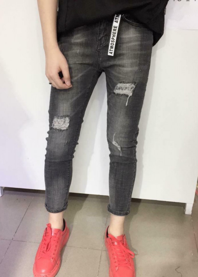 Quần Jean Nam đen tối màu rách ống skinny VNXK Jean - 340_30