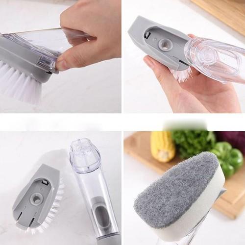 Bàn Chải Cọ Rửa Chén Bát Cọ Rửa Xoong Nồi Đa Năng Kèm Bình Xịt Và 1 Đầu Mút Tiện Lợi