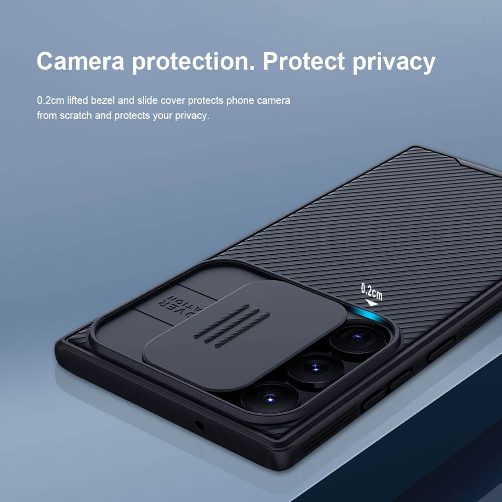 Ốp lưng chống sốc bảo vệ camera cho Samsung Galaxy S23 Ultra hiệu Nillkin Camshield Pro chống sốc cực tốt, chất liệu cao cấp, có khung & nắp đậy bảo vệ Camera - Hàng nhập khẩu