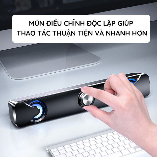 Loa Thanh Siêu Trầm Gaming Soundbar Để Bàn V110 Có Đèn Led Xanh Công Suất Lớn Dùng Cho Máy Vi Tính PC, Laptop, Tivi