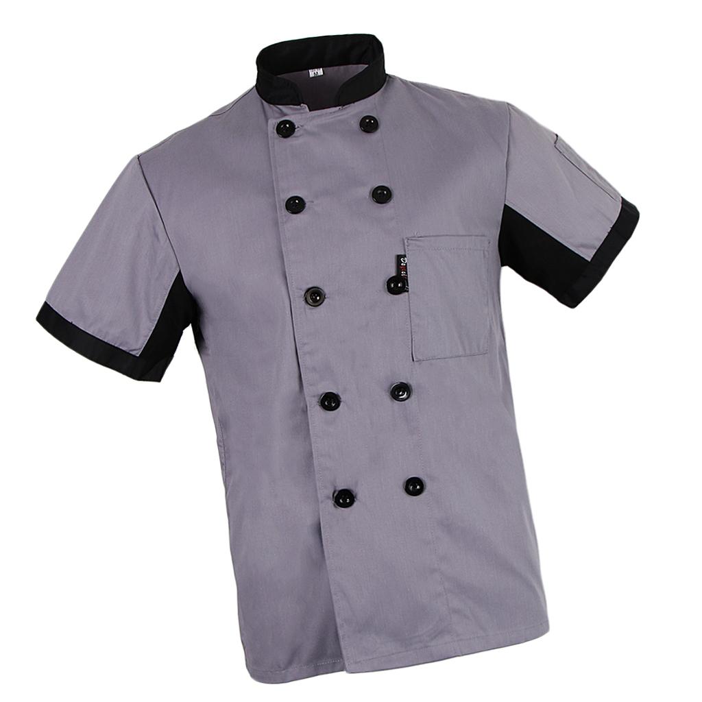 Short Mesh Sleeves Chef Jacket Coat Kitchen Bakery Uniform for Women Men
