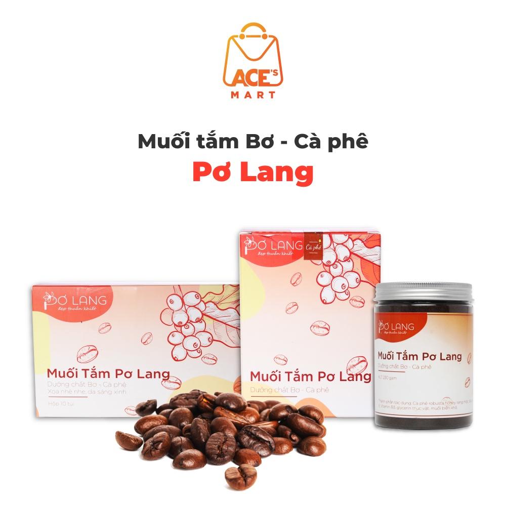 Tẩy tế bào chết toàn thân Pơ Lang chiết xuất cà phê Đăk Lăk, giảm mụn mờ thâm, dưỡng trắng da 130g, 230g, hộp 10 gói