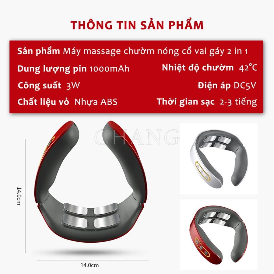 Máy Massage Cổ Vai Gáy Cao Cấp Có Chườm Nóng 42 Độ C - 6 Đầu Tiếp Xúc, 6 Chế Độ Mat Xa, 9 Cường Độ