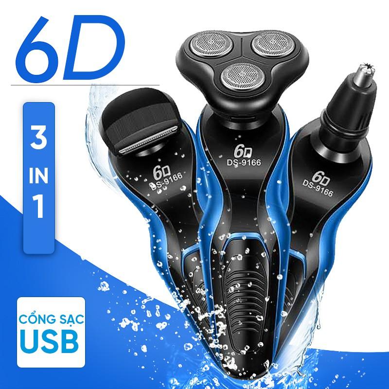 Máy cạo râu đa năng SHAVER 6D, Máy cạo râu 3 in 1 chống nước cao cấp