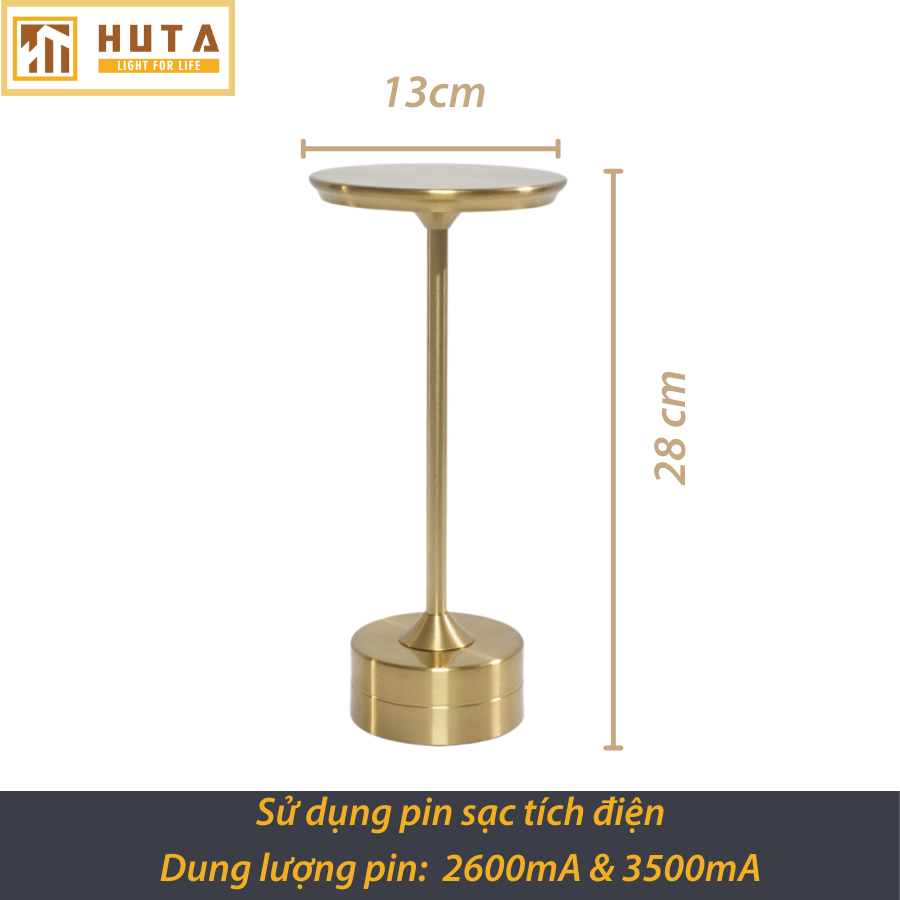 Đèn Bàn Led Quầy Bar Nhà Hàng HUTA AL3 Sang Trọng Cảm Ứng Pin Sạc Tích Điện USB Điều Chỉnh Ánh Sáng Vàng Trang Trí Quán Cà Phê Lounge Sự Kiện