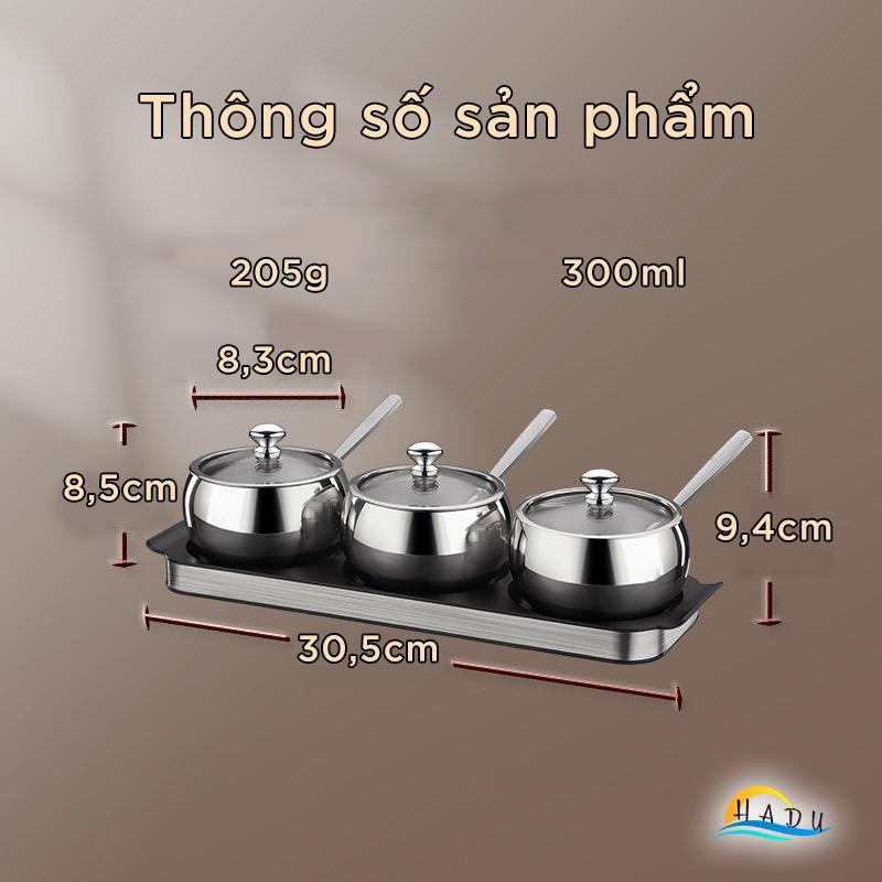 Bộ Đựng Gia Vị Nhà Bếp Thủy Tinh Cao Cấp Kèm Thìa Đạt Chất Lượng Đức HADU