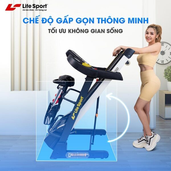 Máy Chạy Bộ Lifesport LS-3000, Máy Chạy Bộ Với 12 Chương Trình Luyện Tập Đa Dạng, Tay Cầm Đa Năng, Động Cơ Mạnh Mẽ