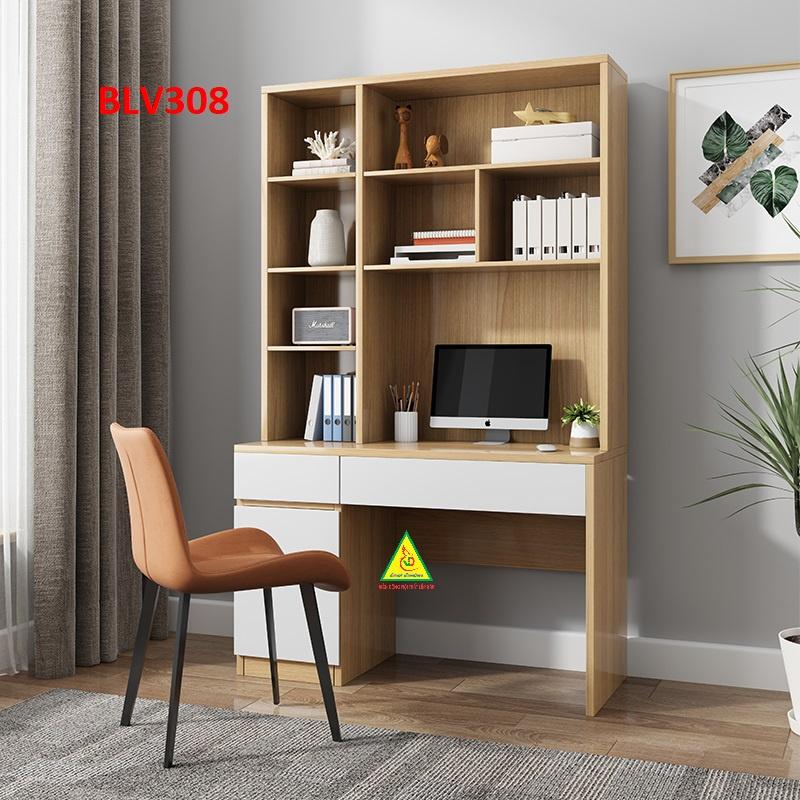 Bàn làm việc, bàn học liền kệ bằng gỗ MDF BLV308 - Nội thất lắp ráp Viendong Adv