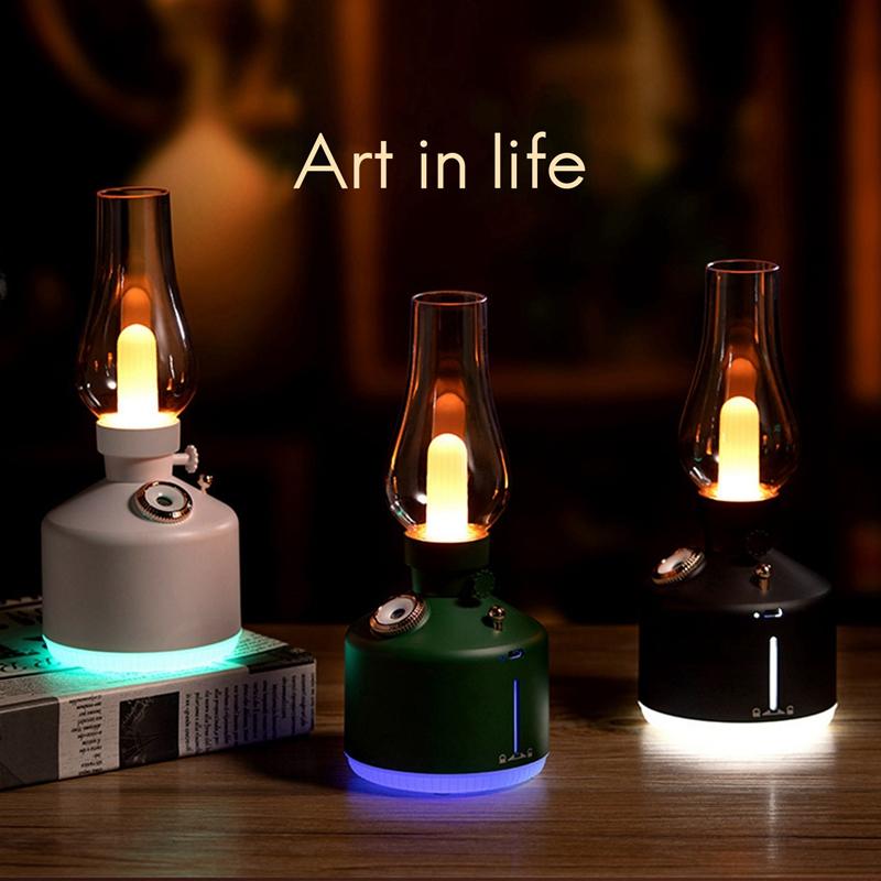 USB Có Thể Sạc Retro Đèn Máy Tạo Độ Ẩm Không Khí Có Đèn LED Ánh Sáng Khuếch Tán Hương Thơm Phun Sương Tạo Trang Trí Nhà