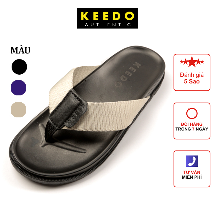 Dép Kẹp Nam Quai Dù Cao Cấp Keedo Kd00103 Full Box - Kem - 40