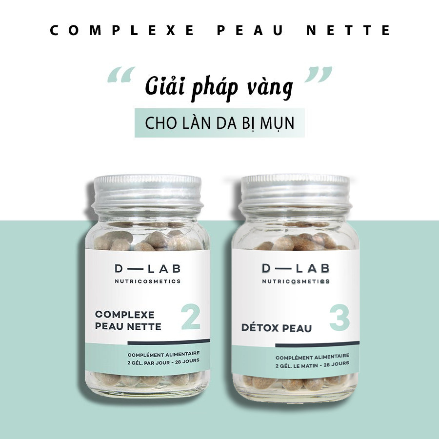 Viên uống D-LAB • Hỗ trợ điều trị mụn • Thanh lọc da • Phục hồi tổn thương • Détox Peau • Skin Detox • Pháp