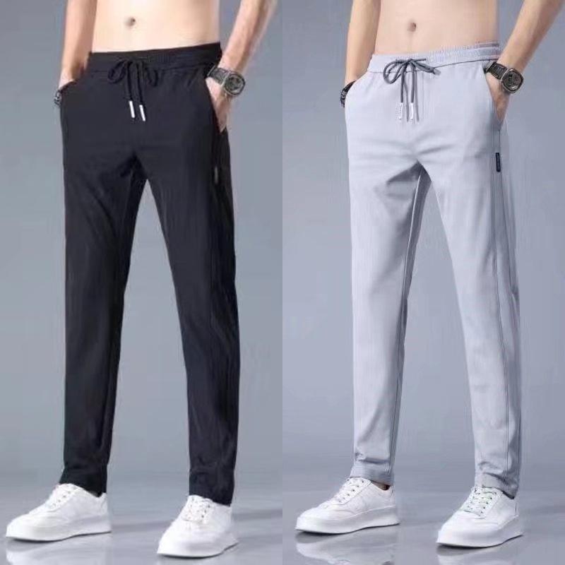 Quần Thể Thao Vải Lụa Lạnh Siêu Mỏng Ống Rộng Thời Trang Mùa Hè Dành Cho Nam M-5XL
