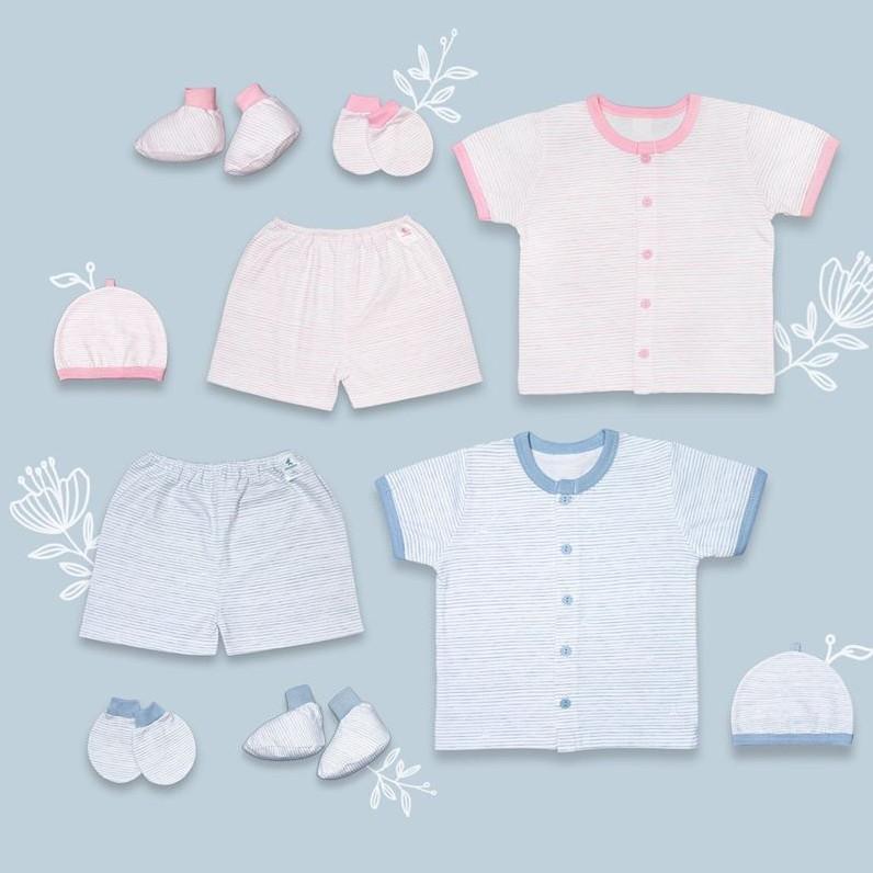 SET sơ sinh Miomio ngắn tay 5 món 100% cotton mỏng mát