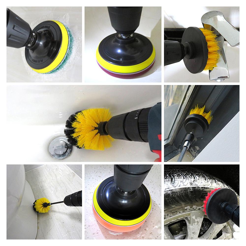 23Pcs Electric Drill Brush Buffing and Polishing Pads Set Household Cleaning Brush Scouring Pads Set with Backer Pad for