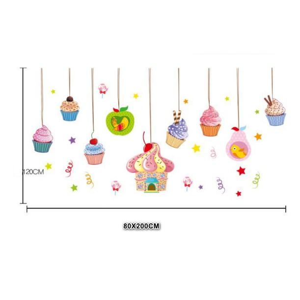 Decal trang trí tường - Rèm Dây Treo Bánh CUPCAKE cho Bé