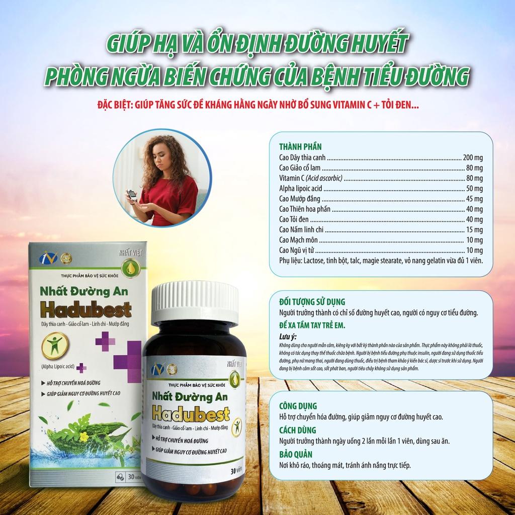 Viên uống giúp ổn định đường huyết, phòng bệnh tiểu đường Nhất đường an Hadubest - 30 viên