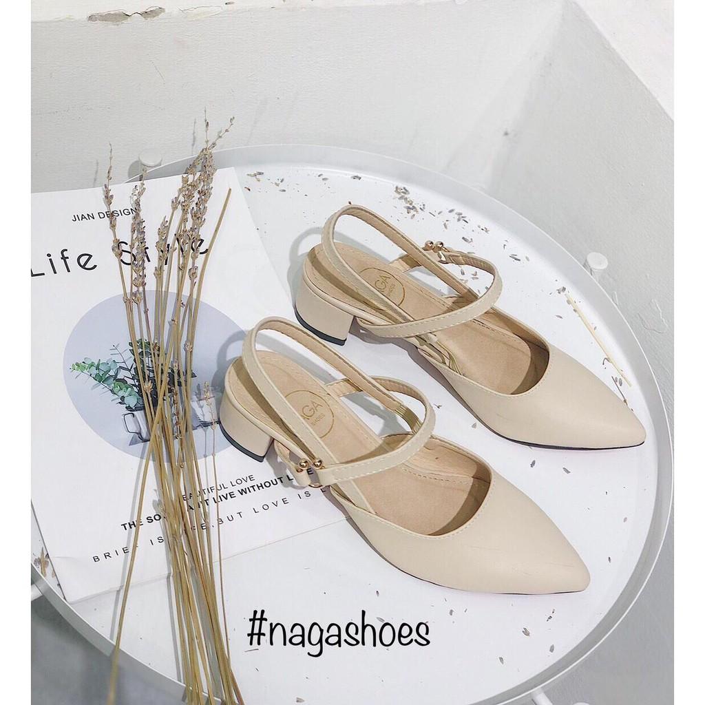 Giày sục nữ đính hạt hồ ly mũi nhọn. Ảnh thật