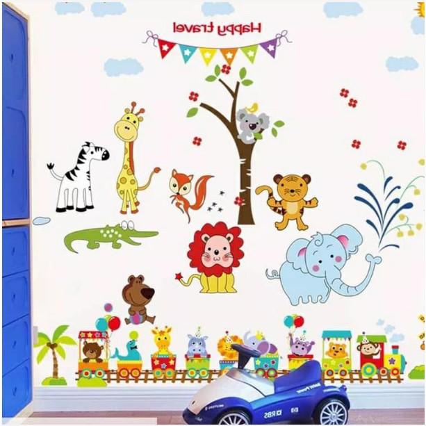BỘ COMBO DECAL GHÉP ĐÔI TRANG TRÍ - Voi Xanh kết hợp Xe Lửa mới
