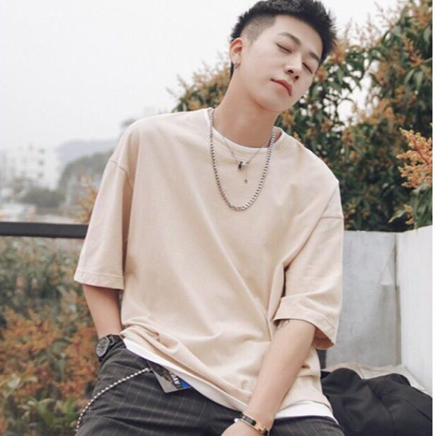 Áo thun tay lỡ form rộng áo phông nam nữ oversize T shirt TRƠN chất cotton mềm mịn dày dặn form 50-70kg mặc