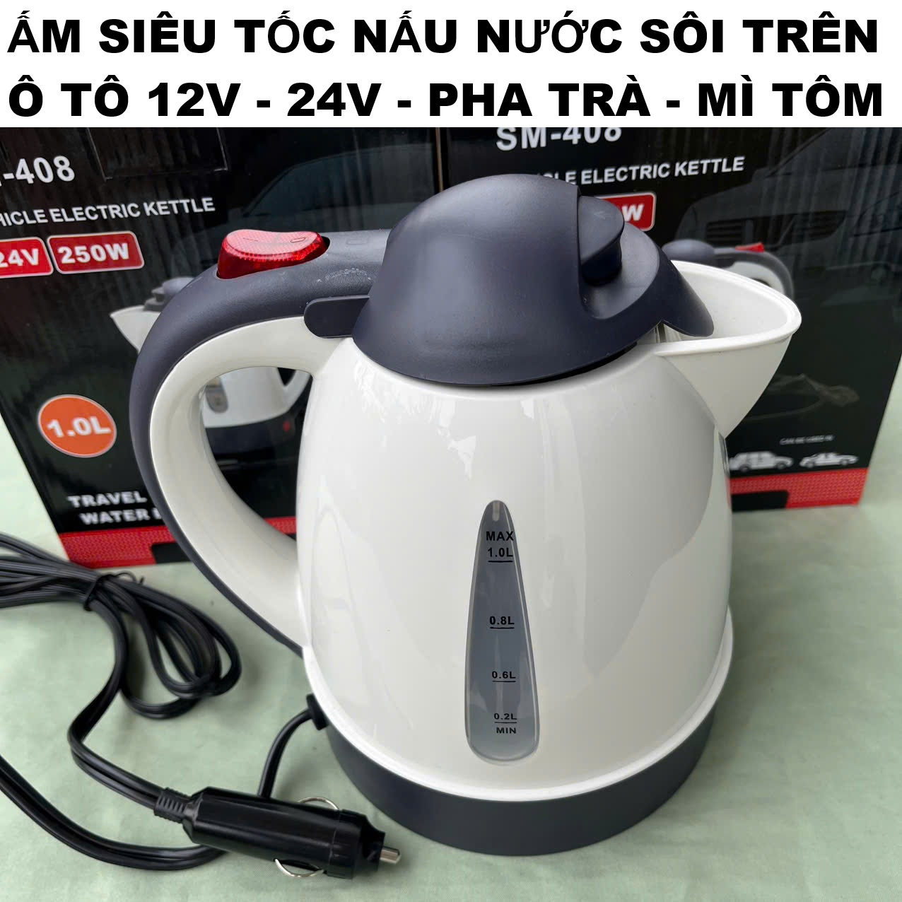 Bình Đun Nước Sôi Trên Ô TÔ 12V-24V Loại Xịn – Pha Mì, Pha Cà Phê, Trà Mọi Lúc Mọi Nơi, ĐÈN TRANG TRÍ , ĐỒNG HỒ TREO TƯỜNG