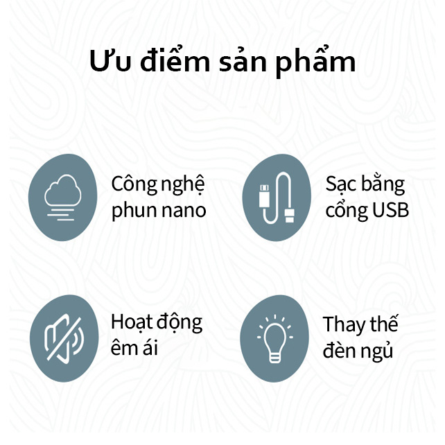 Máy Tạo Độ Ẩm Thông Minh có thể xoay dầu  sạc USB - D1565