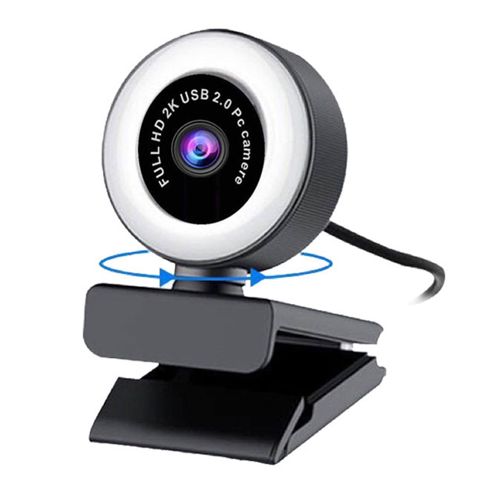 USB 2.0 PC 1080P2K5MP Webcam with LED Ring Light Mic Advanced Autofocus AF Web Camera - 1080p Fixed Focus