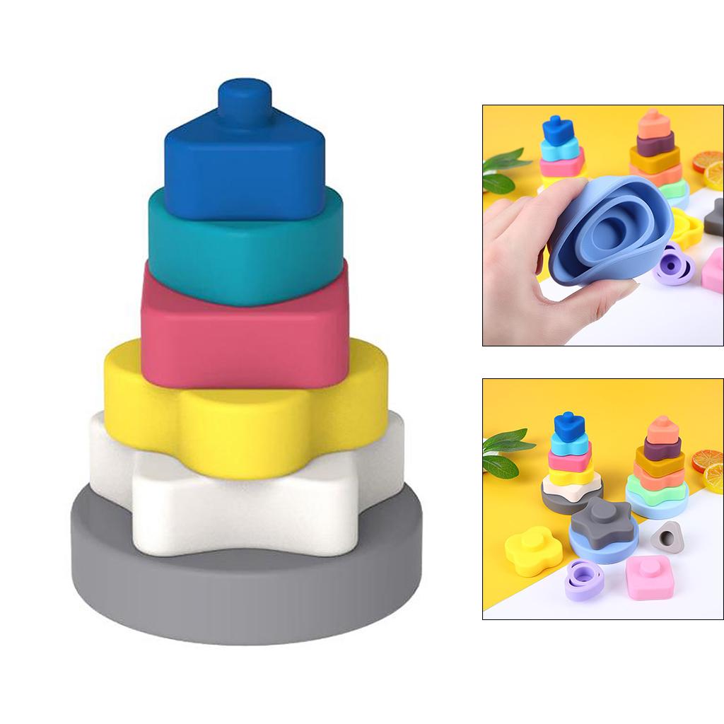 Montessori Toy Stacking Toys Silicone Educational Building Blocks Style 1