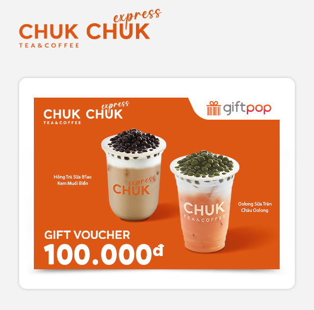 Evoucher Phiếu Quà Tặng Chuk Tea & Coffee - Chuk Express 100K