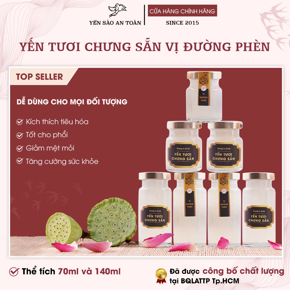 Quà Tặng Tết 2024 Yến chưng đường phèn phục hồi sức khoẻ hũ lớn 140ml đậm đặc từ tổ yến Khánh Hòa Yến Sào An Toàn