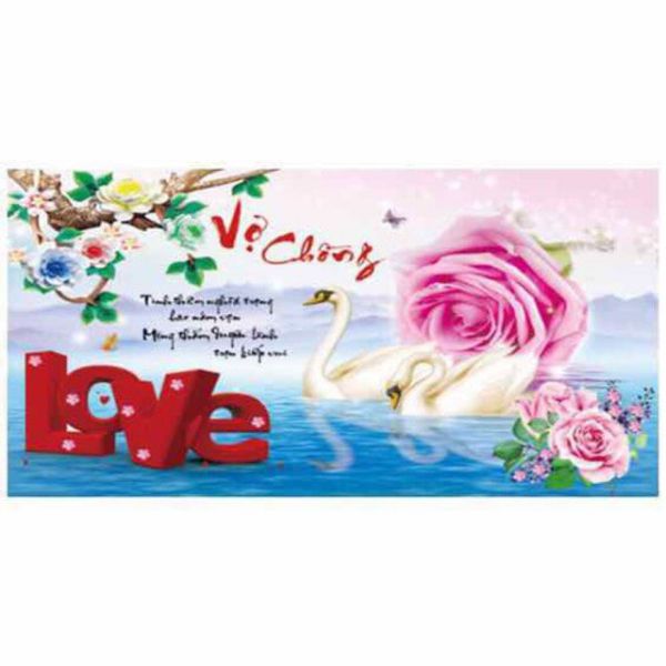Tranh đính đá vợ chồng tình thiên thu chưa đính - YN5415
