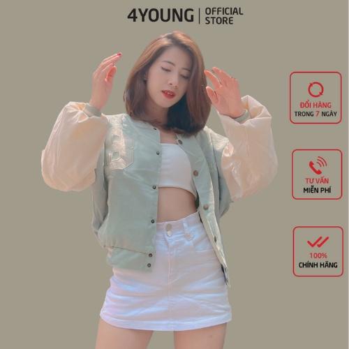 Áo khoác bomber nữ croptop dang lửng