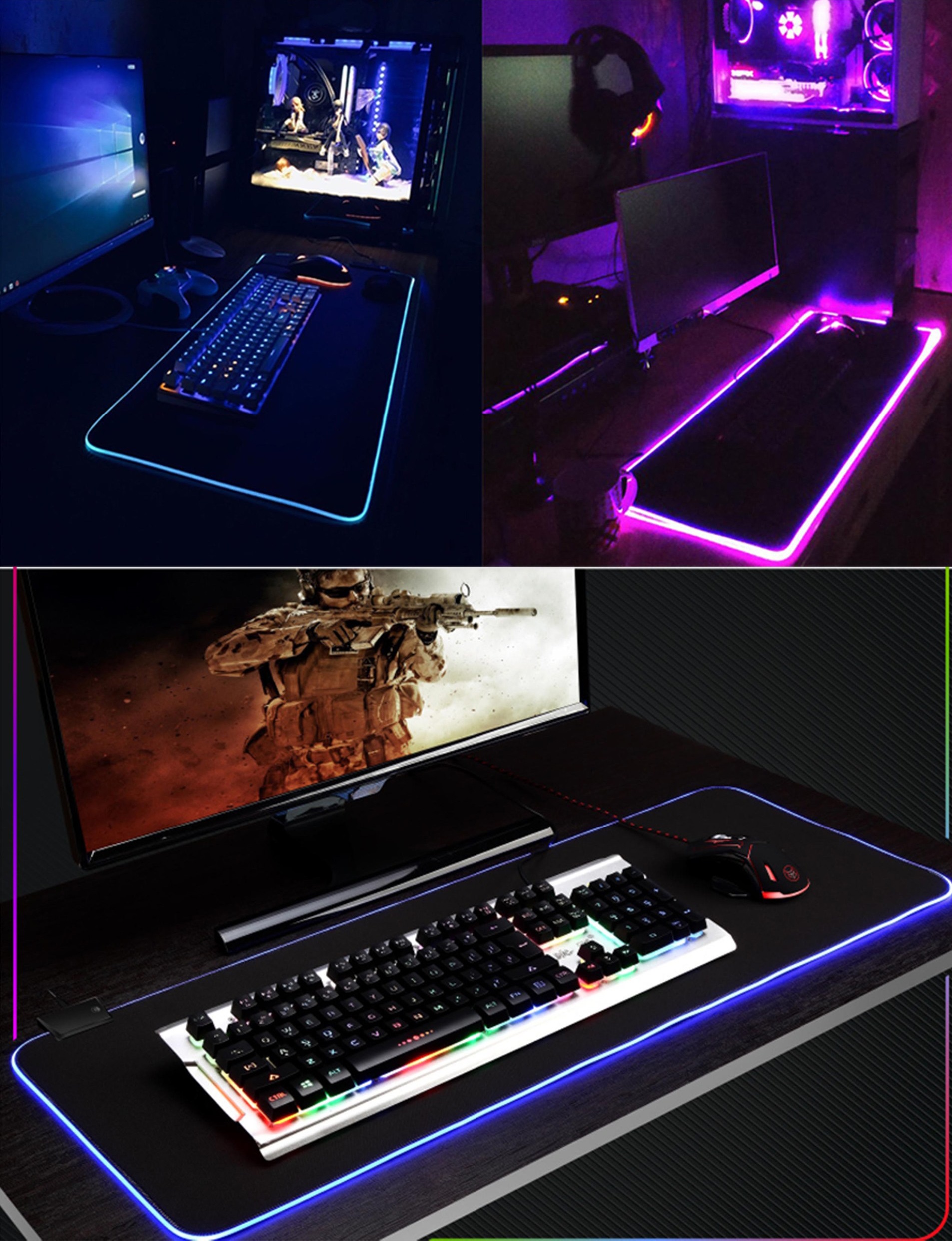 Miếng Lót Chuột Gaming RGB Led / Deskpad Di Chuột Chơi Game Led Full Màu