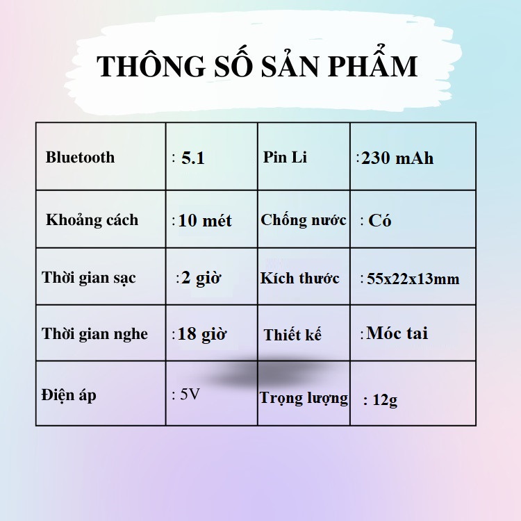 Tai Nghe Bluetooth 5.1 Móc Tai K7/K7D