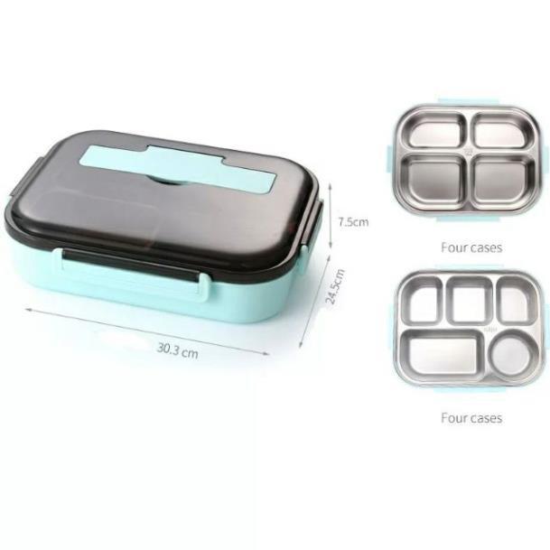 Hộp cơm 5 ngăn inox kèm thìa, đũa