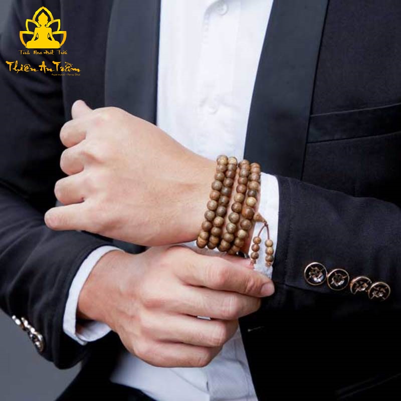 Chuỗi trầm hương 108 hạt - chuỗi trầm hương tốc tự nhiên cao cấp tài lộc hanh thông - Size 8mm