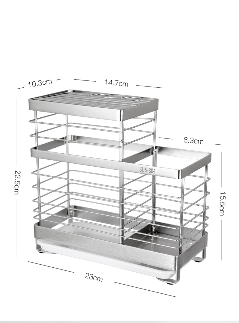 Giá Để Ống Đũa , Giá Dao Kèm  Khay Nước Inox 304