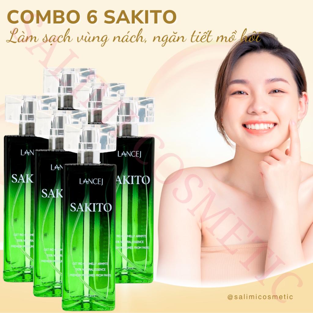 COMBO 6 Lọ Xịt Khử Mùi SAKITO LANCEJ 50ml, Sạch Vùng Nách, Ngăn Tiết Mồ Hôi, Không Ố Vàng Áo