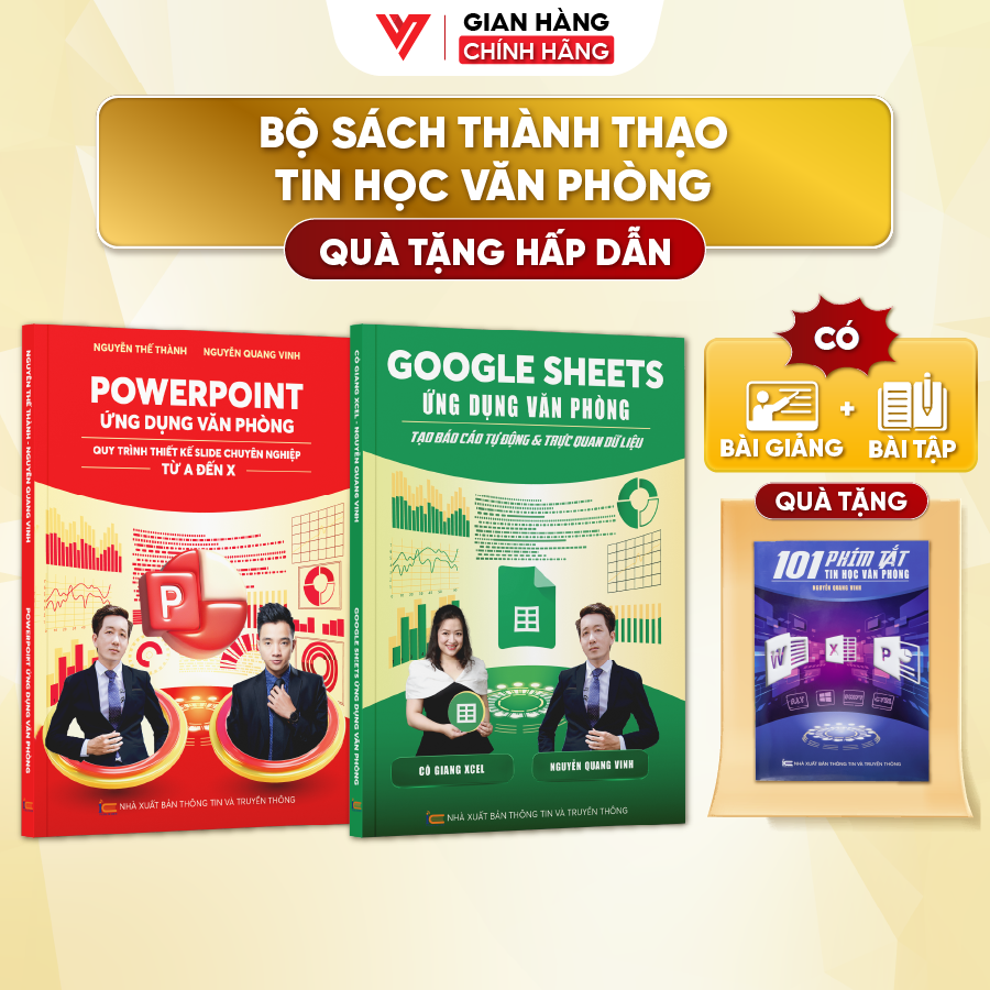 Combo 2 Sách PowerPoint Và Google Sheets Ứng Dụng Văn Phòng Kèm Khoá Học Online