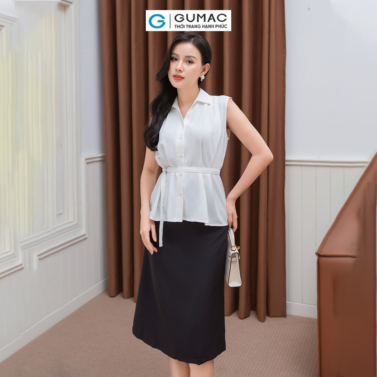 Áo xếp ly kèm dây thời trang GUMAC AD10015