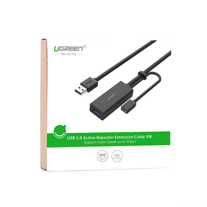 Ugreen UG20826US175TK 5M màu Đen Cáp tín hiệu nối dài USB 3.0 hỗ trợ nguồn MICRO USB - HÀNG CHÍNH HÃNG