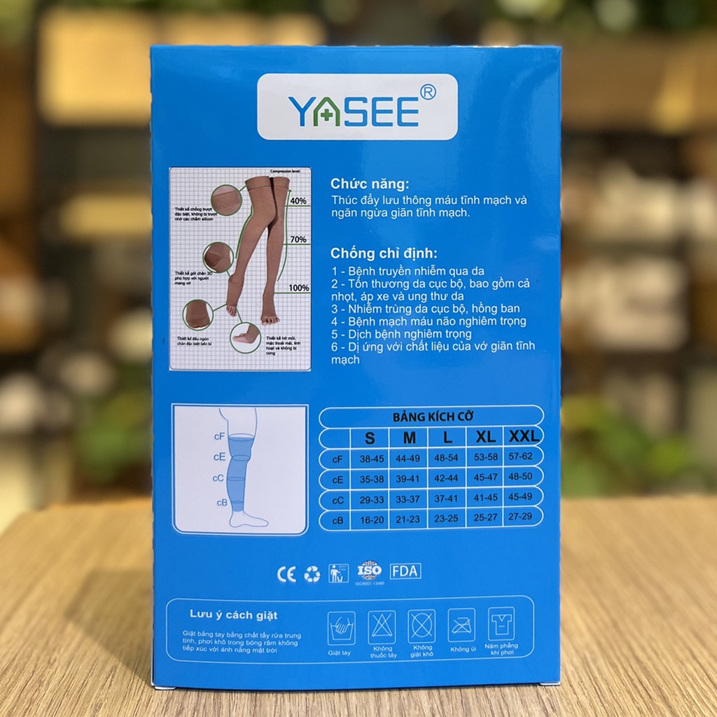 Vớ y khoa Đùi Không Bàn Chân - Suy Giãn Tĩnh Mạch Yasee - Tất y khoa giãn tĩnh mạch (1 đôi)