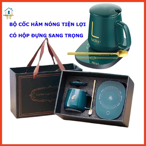 BỘ MÁY HÂM NÓNG SỮA ĐỒ UỐNG TIỆN LỢI KÈM CỐC SỨ LUCKY