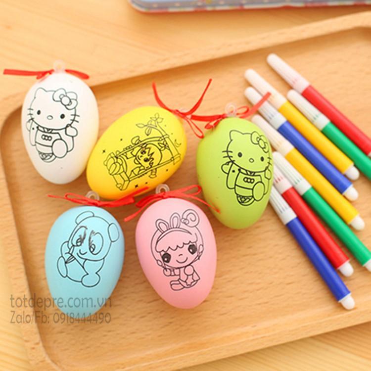 Combo 3 quả trứng kèm bút lông màu cho bé tập tô màu
