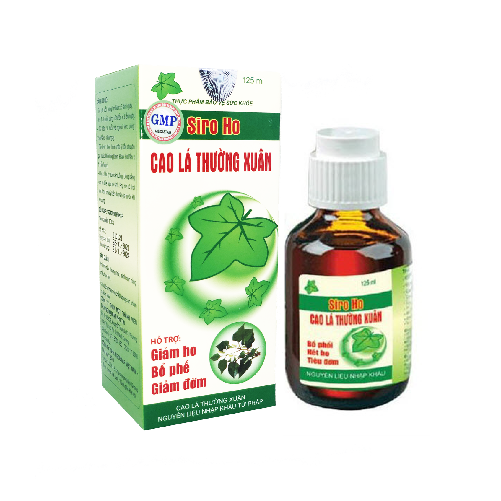 Siro Ho Cao Lá Thường Xuân Chai 125ml - Hỗ Trợ Giảm Ho, Bổ Phế, Giảm Đờm, Nguyên Liệu Nhập Khẩu Từ Pháp